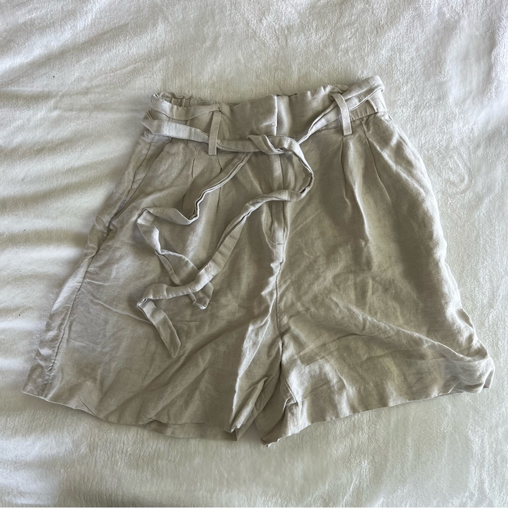 H&M linen high waisted shorts